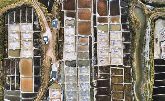 Photo aérienne des marais salants de Guérande près de la Baule