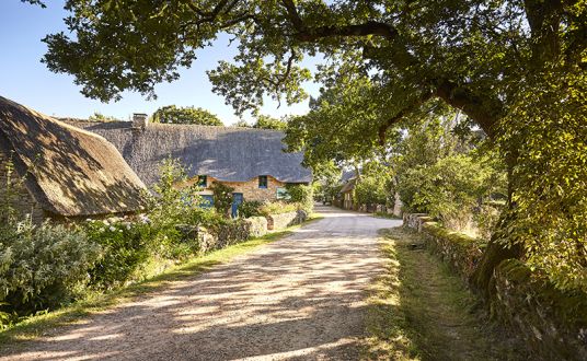 Photo d'une rue du village de Kerhinet au coeur du parc régional de la Brière près de La Baule